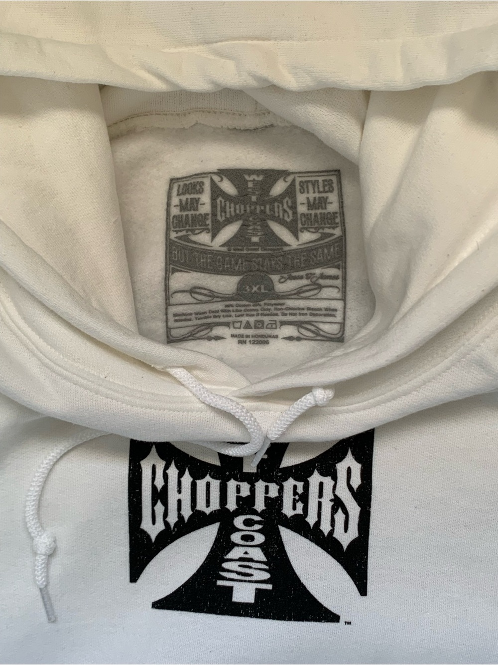 Coast Choppers White Graphic Crewneck Hoodie